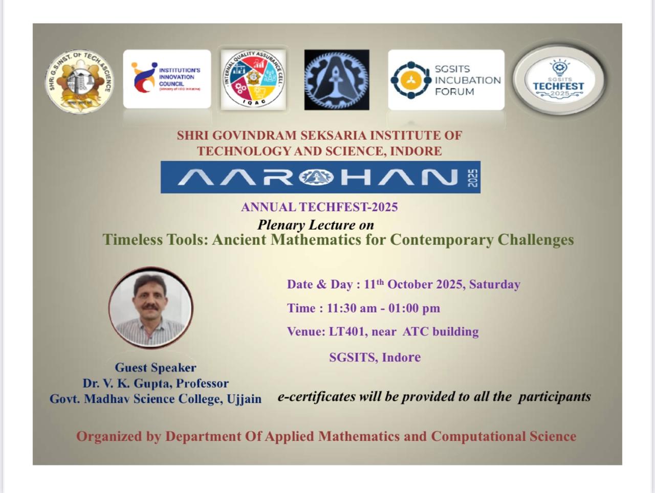 Appl. Maths Brochure Plenary Lecture11Oct2025 AAROHAN2025