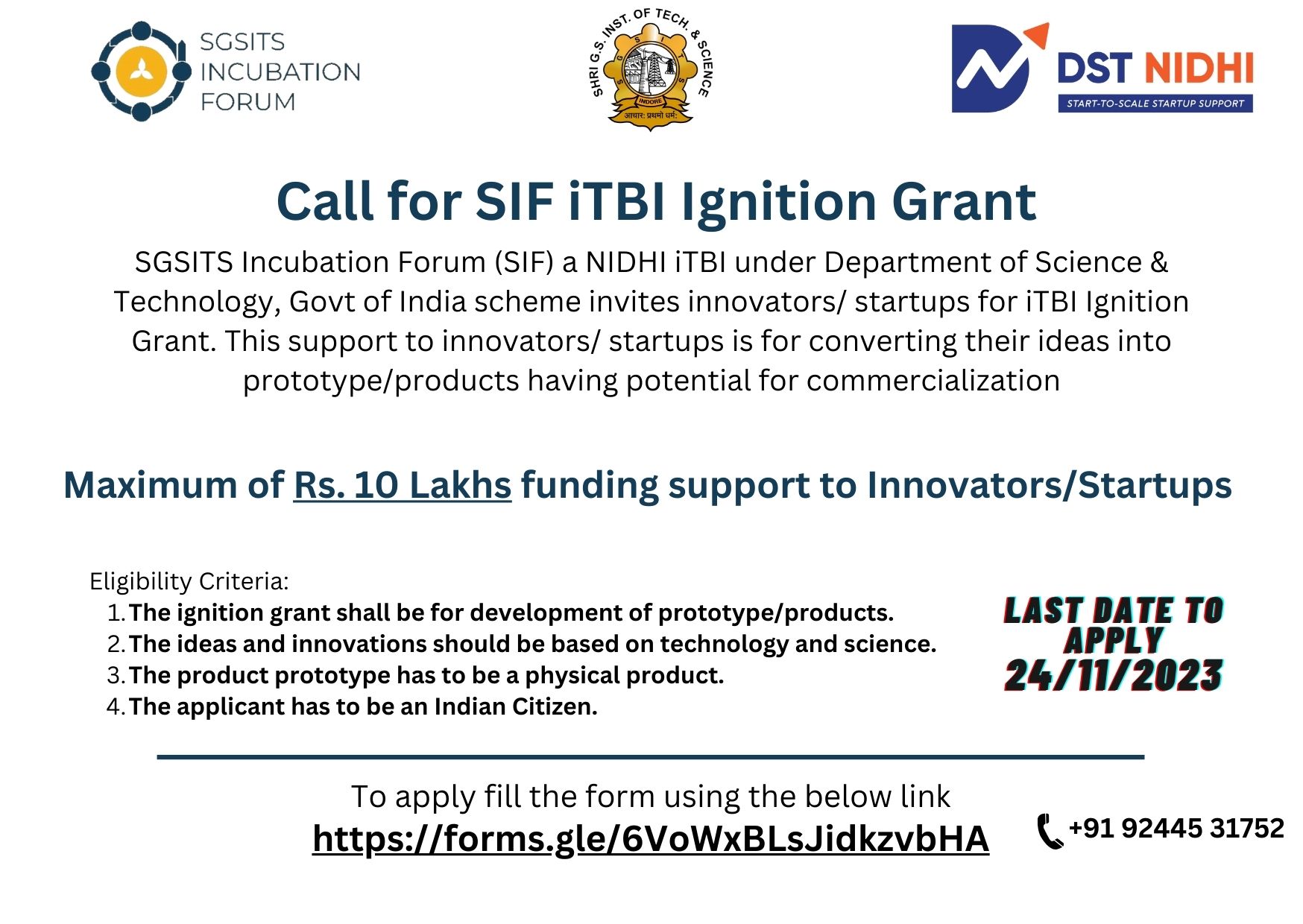 SIF iTBI Ignition Grant